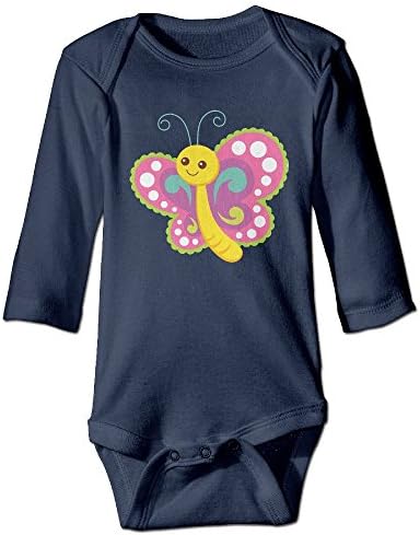 Butterfly Cartoon colorful Animal Baby's Long Sleeve Comfortable Bodysuit (Bottom 3 Buttons)
