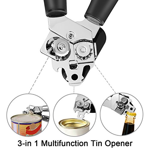 Can Opener, Manual Can Openers Smooth Edge Handheld Openers for Cans Easy Grip Stainless Steel