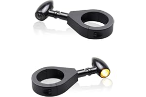 FACAILAHA Universal Motorcycle Front Fork Mounting LED Turn Signals Lights 12V Amber Blinkers W/Mounting Bracket for Honda Harley Yamaha Suzuki Kawasaki