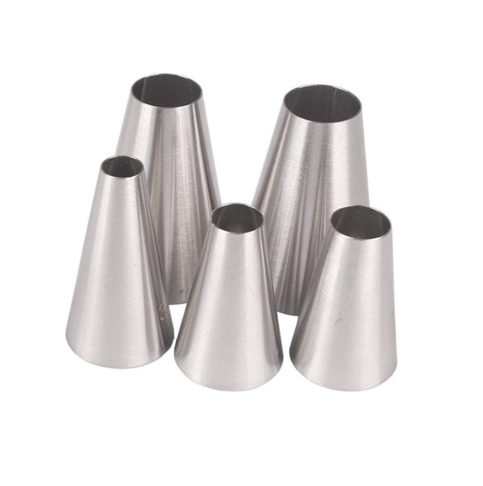 DUORUI 5pcs Icing Piping Nozzle Large Tips Cream Cake Decorating Cupcake Fondant Macaron Stainless Steel Round Hole Shape