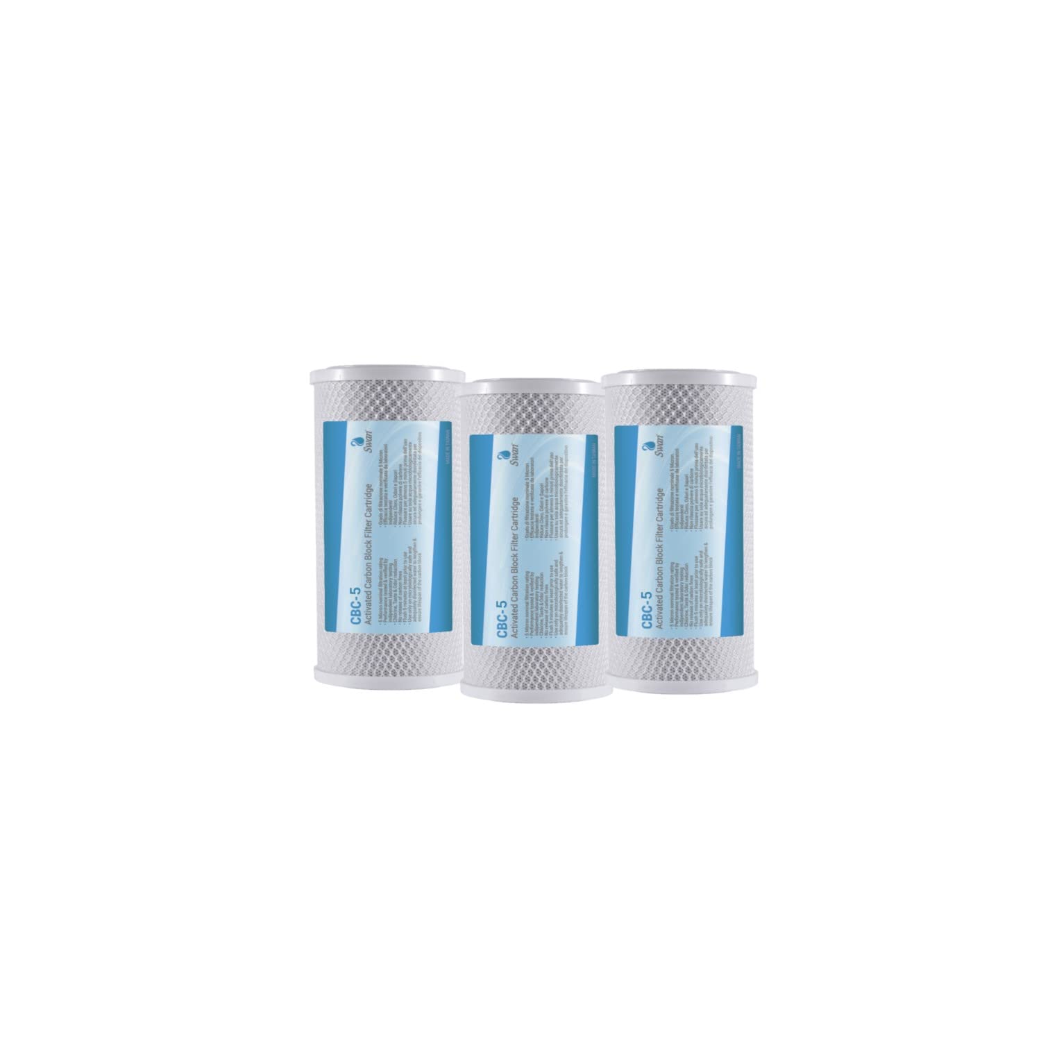 BELLEROFONTE 3 x CTO Carbon Block Water Filter Cartridges, 5 Micron, for Drinking Water, Reverse Osmosis Systems, Suitable for All 5 Inch Filter Housings, 8,000 Liters/12 Months