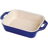 Staub Ceramic Rectangular Gratin Dish, Dark Blue, 7.5" x 6"