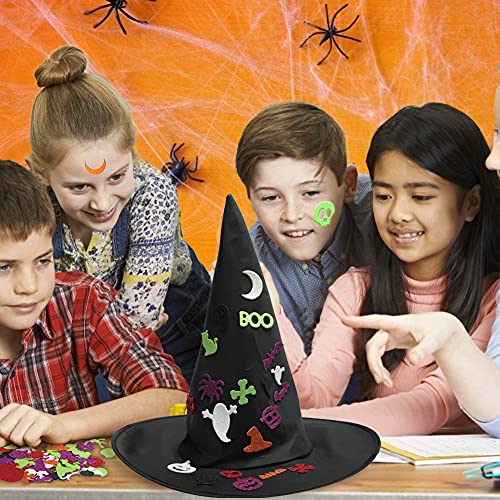 AMOR PRESENT Halloween Foam Stickers, 500 PCS Glitter Foam Craft with Witch Hat Self Adhesive Shape Craft for Kids Toddlers 3D Stickers for Pumpkin Decor, Cards, Craft Projects, Halloween Party Decorations