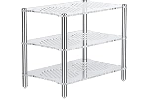 Fosi Audio Acrylic Amplifier Rack for Cooling Fan, Sturdy Audio Equipment Rack for Home Theater, HiFi and AV Component Rack, Ventilated Speaker Stand for Studio and Audio Devices