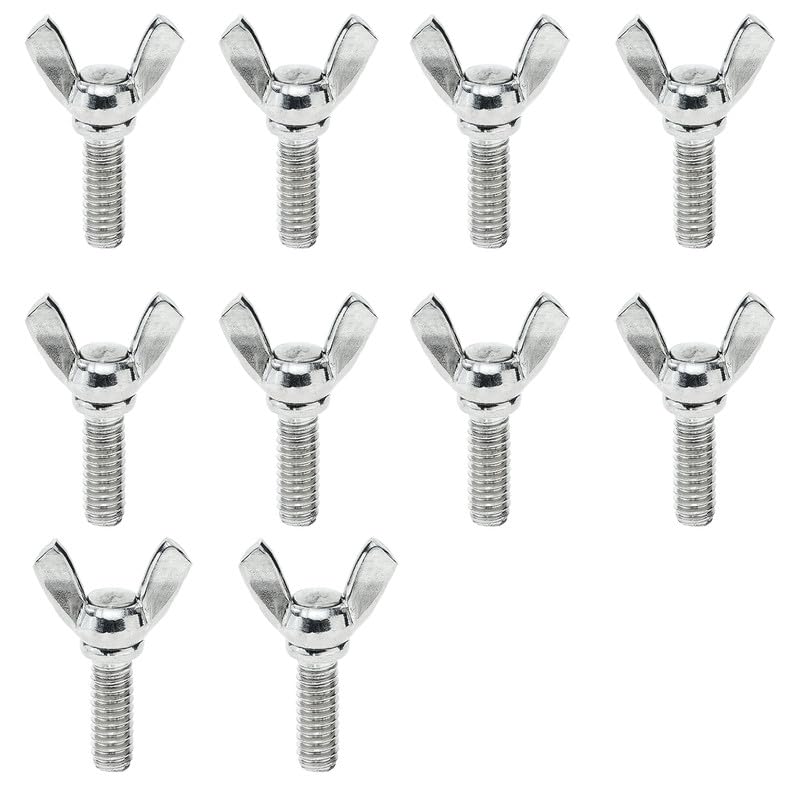 Aoktorkit 10pcs M8-25 Stainless Steel Wing Screws, Flat Head, Left Hand, Silver