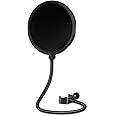 SUUNTOK Microphone Pop Filter for Blue Yeti and Other Mics, Dual Layered Wind Screen with Enhanced Flexible 360° Gooseneck Clip Stabilizing Arm for Vocal Recording, Live Broadcasting, Gaming