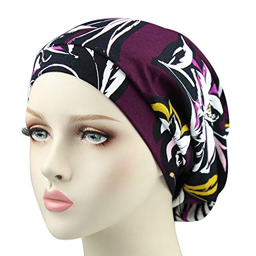 Satin Sleeping Cap for Curly Hair Women, Floral Hair Cover