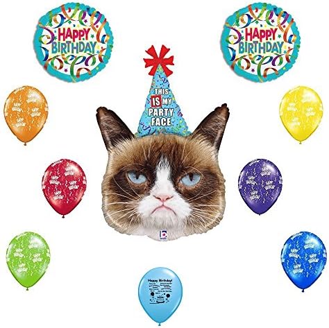 Grumpy Cat Party Face Happy Birthday Balloon Bouquet
