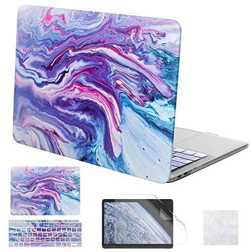 MoKo Compatible with MacBook Air 13 inch Case 2020 2019 2018 Release A2337 M1/A2179/A1932 Retina Display Touch ID, Plastic Hard Case Shell Keyboard Cover Screen Protector Cleaning Cloth,PA Blue Purple