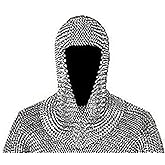 THOR INSTRUMENTS Medieval Chainmail Coif Armor Mild Steel Silver Chainmail Coif Medieval Knight Renaissance Armor Chain Mail Hood Viking LARP 16 Gauge Stell Rustic Vintage Home Decor Gifts