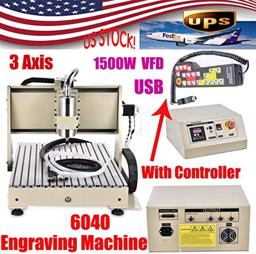 Milling Machines, USB 3 Axis 6040 Power Milling Machines 1.5KW VFD Router Engraver 3D Cutting Milling Machine Controller Cutting Carving, USA STOCK