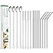 LPOLER Reusable Stainless Steel Metal Straws Drinking for 30 oz and 20 oz Tumblers, Long Handle Iced Tea Spoon Coffee Ice Cream Cocktail Stirring Spoons Set of 4, Included Cleaning Brushes