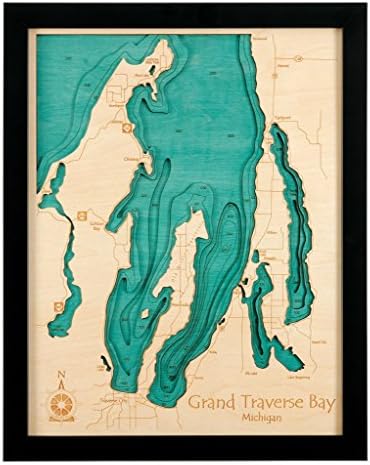 Buckeye Lake in Fairfield Licking Perry, OH - 3D Map (Black Frame/No Glass Front) 14 x 18 IN - Laser carved wood nautical chart and topographic depth map.