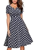 Miusol Women's 1950'S Polka Dot Retro Short Sleeve Pinic Party Swing Dress