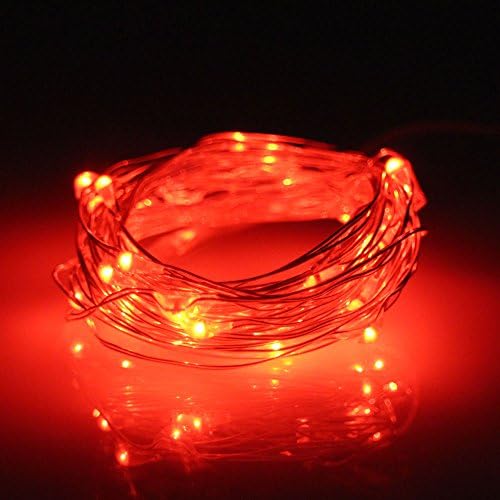 ADDCOME Mini waterproof LED String Lights for Christmas Indoor Outdoor Decorations , Button Battery Powered Fairy Lights with 2M 6.5 Feet 20 LEDs (Red)
