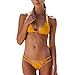 Bikini Factory Women Sexy Brazilian Style Braid Halter Cut Out Bikini Bathing Suit (S, Yellow)