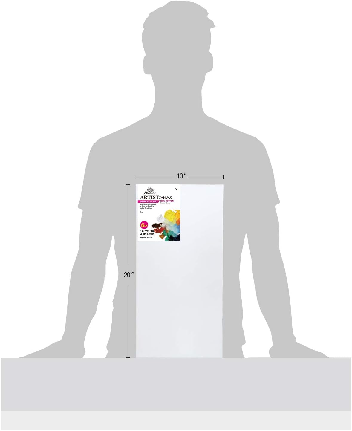 PHOENIX White Blank Cotton Stretched Canvas Artist Painting - 10x20 Inch / 6 Pack - 5/8 Inch Profile Triple Primed for Oil & Acrylic Paints: Arts, Crafts & Sewing