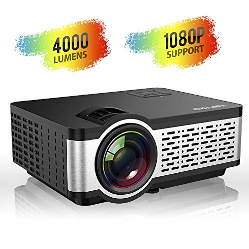 TOPTRO Video Projector, Portable Mini Projector with Stereo Sound, Remote Controller, Support Full HD 1080P Playing, Compatible with PC, Fire TV Stick, PS4, HDMI, VGA, AV and USB Playing