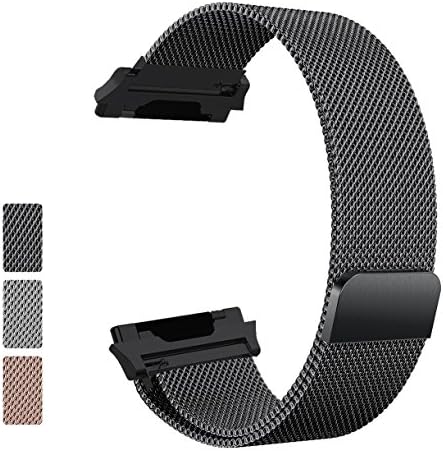 Fitbit Ionic Bands Metal,Vorida Milanese Loop Replacement Band Wristband Strap Bracelet Large Small Stainless Steel Accessories Women Men Magnet Mesh Black for Fitbit Ionic Smarth Watch
