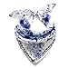 Aqueena Women's 100% Luxury Square Silk Neckerchief Digital Printing Scarf (Blue and white porcelain)