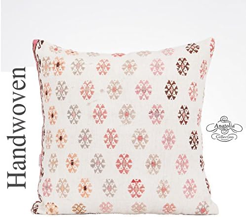 Cottage Chic Large Kilim Rug Cushion Cover 20x20" Sofa Couch Outdoor Floor Throw Pillow Turkish Designer Kelim Square Pillowcase