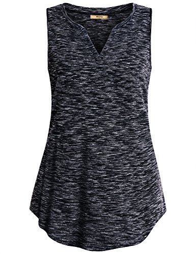 Business Casual Clothes for Women Miusey Ladies Sleeveless Henley Round V Neck Shirts Outfits Casual Summer Tank Tops Black XL