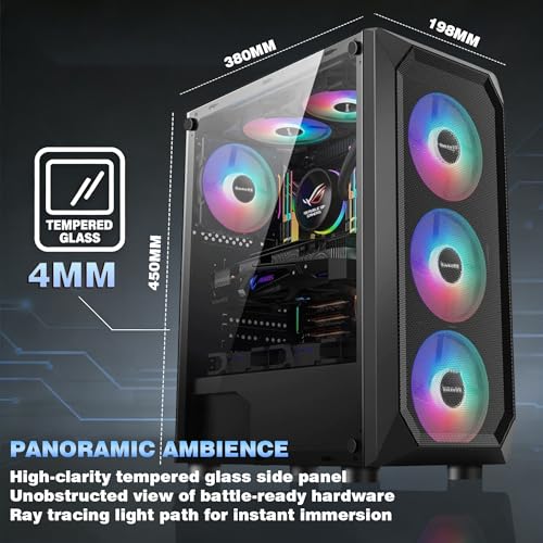 Gaming PC Ryzen 5 4500, GeForce RTX 3060, B450, 8GB 3200MHz DDR4 RAM, 500GB NVMe SSD, P550W, 5 RGB Fans, WiFi, Powerful Gaming and Creation PC