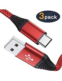 OULUOQI - Cable USB tipo C (3 unidades de 5.9 ft) USB A a USB C de carga rápida, cable de nailon trenzado compatible con Samsung Galaxy S9 S8 Plus Note 9 8, LG V30 V20 G5 G6, Google Pixel 2 XL, Nintendo Switch