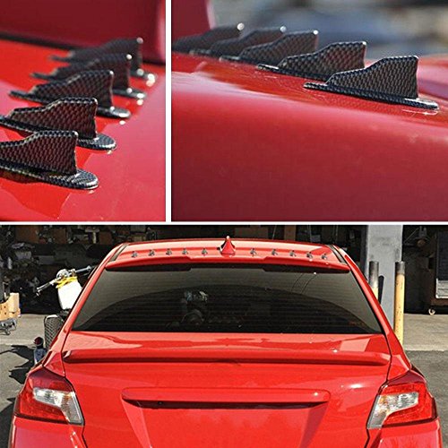CosCosX 10 Pcs Mini Shark Fin Diffuser Vortex Generator Universal Car Truck SUV Roof Decoration Spoiler Wing Carbon Fiber Car Accessories New Style 2.95inch,Carbon