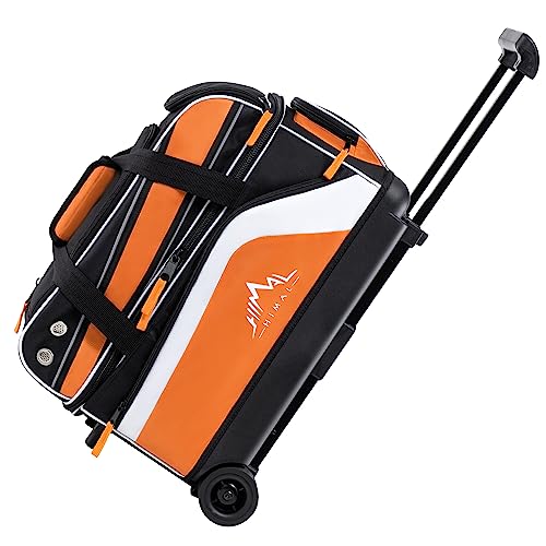 Double Roller 2-Ball Bowling Bag With Shoe Compartment | 36\" Retractable Handle Wheeled Bag