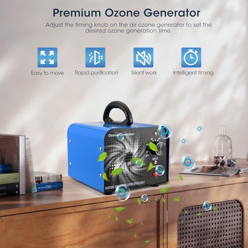 Professional Ozone Generator 60000 mg/h, Industrial Ozonizer, Ozonizer Air Purifier Ozone with 120 Minute Timer, 300㎡ O3 Ozone Machine for Home Environments, Cars, Offices, Hotels