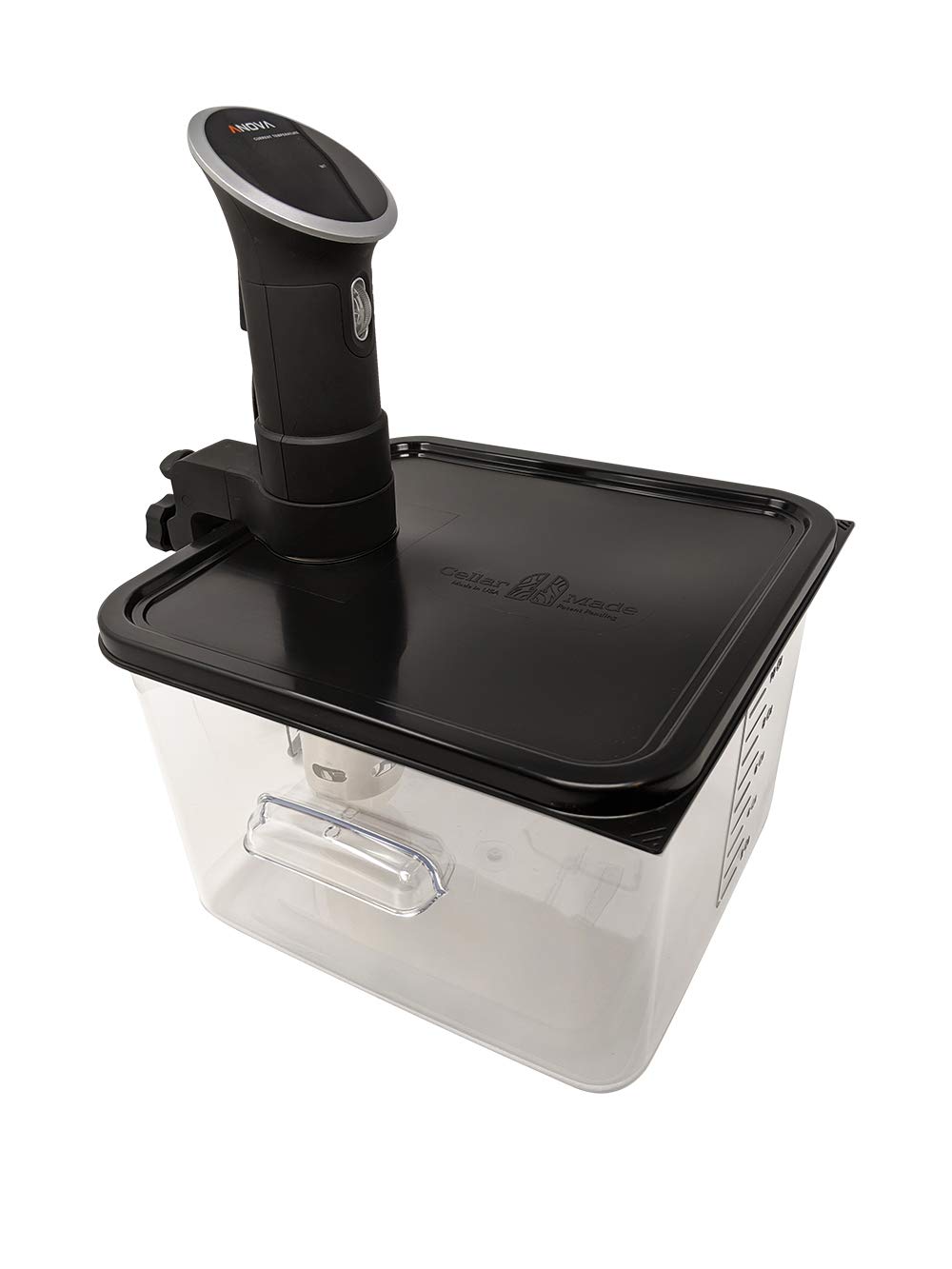 Cellar Made Easy-Open Sous Vide Lid for Anova Cookers use with 12, 18 or 22 Quart Rubbermaid Containers (Black)
