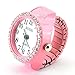 Pink Womens Crystal Quartz Finger Ring Watch with Gift Box