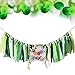 Safari Jungle Theme 1st Birthday Decorations, Safari Jungle Animal One Highchair Banner, Elephant Glitter Gold One Cake Topper with Green One Crown for Baby Boy Girl 1st Birthday Party Supplies. Wild