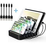 Kisreal USB Charging Station 5-Port Desktop Charging Stand Organizer for iPhone, iPad, Tablets and Other USB-Charged Devices