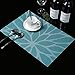 HEBE Blue Placemats Set of 4,Heat-Resistant Kitchen Table Mats Washable Placemats Non-Slip Crossweave Woven Vinyl Placemat for Dining Table