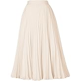 GRACE KARIN Women High Elastic Waist Pleated Chiffon Skirt Midi Swing A-line Skirts