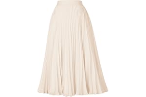GRACE KARIN Women High Elastic Waist Pleated Chiffon Skirt Midi Swing A-line Skirts
