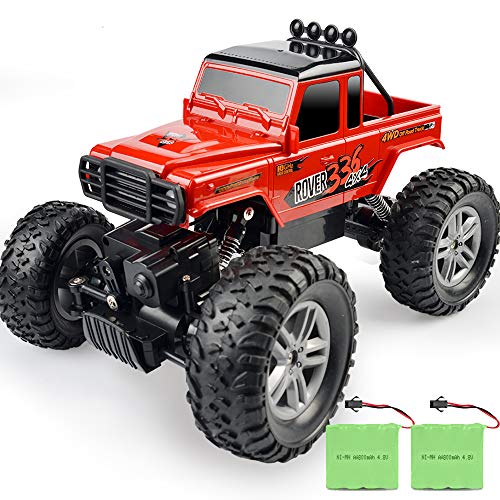 RC Car, DOUBLE E 2020 Updated Remote Control Car 2.4Ghz Off Road Monster Trucks for Boys with Two Rechargeable Batteries DIY Sitcker Electric Toy Truck for All Kids