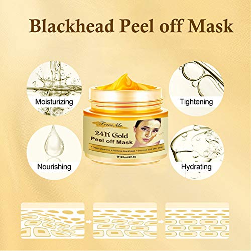 Gold Facial Mask, Peel off Mask, Blackhead Remover Mask with 24K