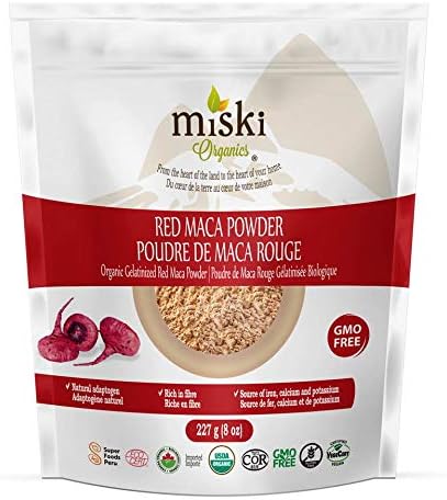 Miski Organics - Organic Gelatinized Red Maca Powder - 1 Pack (8 oz) | Certified Organic, Kosher, Non-Gmo, Vegan, Gluten Free - High Source of Calcium and Essential Minerals - (227 Gram)