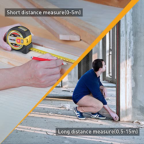 PREXISO [Metric Only] Laser Tape Measure, 2in1 Laser Measure 15m