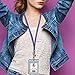 ID Badge Holder with Lanyard, Vertical PU Leather ID Badge Card Holder with 1 Clear ID Window, 4 Credit Card Slots and a Detachable Neck Lanyard (Stripe)