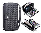 iPhone 6 Plus Wristlet, Bellivin Large Capacity Premium Woven Pattern PU Leather Detachable [Zipper Clutch] for iPhone 6 Plus/ 6s Plus 5.5