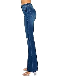 WAX JEAN Women's Destructed Flare Jeans in