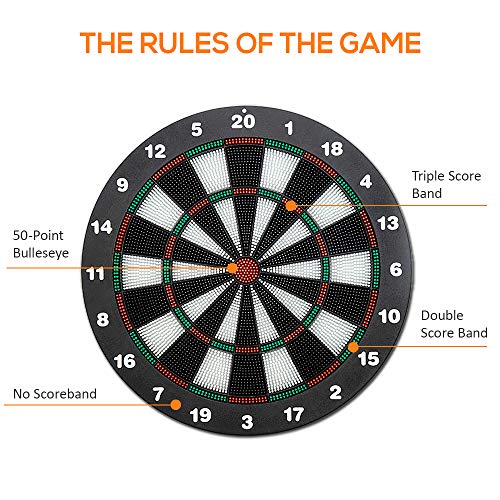 Festnight Security Plastic Dart Game Dartboard with 6 Bristle Darts Staple-Free Bullseye with Rotating Number Ring Adults Kids Inhouse Toy Office Entertainment