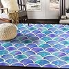 ALAZA Rainbow Watercolor Scales of Mermaid Area Rug Rugs for Living Room Bedroom 7' x 5'
