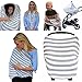 Nursing Breastfeeding Cover 5-in-1 Multi-Use Scarf – Breathable Stretchy Fabric – Convertible Nursing Cover, Baby Car Seat Canopy, Infinity Scarf – Breastfeeding Cover for Boys & Girls Stripe