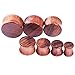 Longbeauty 2Pair Vintage Brown Natural Wood Double Flared Hollow+Saddle Tunnels Ear Plugs Stretcher Gauges 8MM=0G