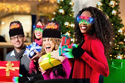 POPCHOSE LED Light Up Gloves Finger Light Gloves 3 Colors 6 Modes LED Gloves for Christmas Xmas Halloween Costume Dance Dubstep Birthday Party
